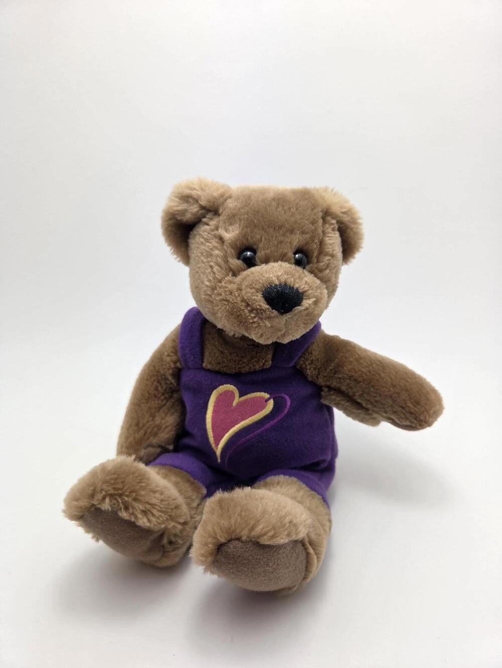 Hallmark Cards Teddy Bear Purple Shirt Heart Stuffed Animal (9 inch)